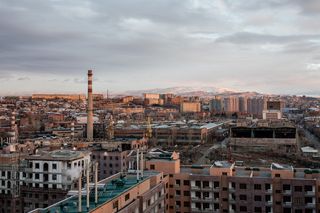 亚美尼亚、埃里温、日出、建筑、建筑、城市景观、城市、地区