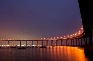 lighted，bridge，night，Coronado bridge，加利福尼亚州圣地亚哥，加利福尼亚州圣地亚哥，bridge-人造结构
