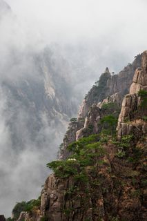 自然，山，景观，岩石，旅游，黄山，中国，云