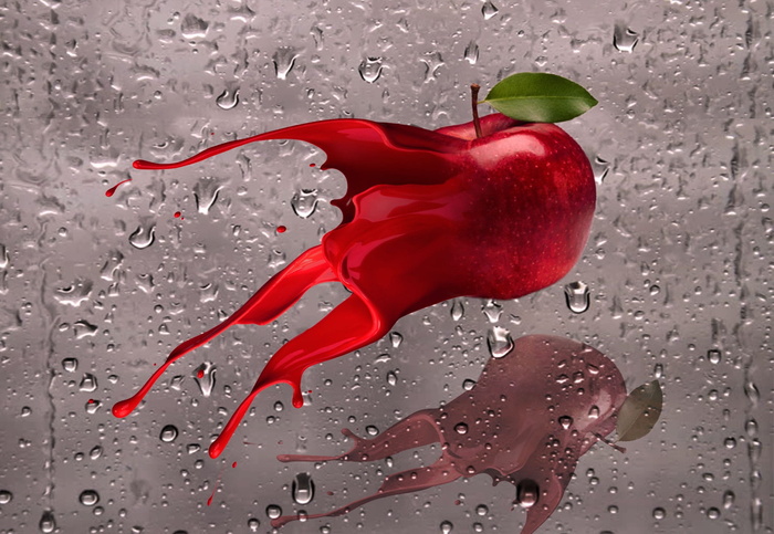苹果，墨水，飞溅，红苹果，设计，墨水飞溅，photoshop，照片处理