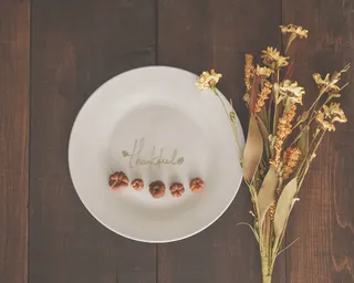 特写, 照片, 圆, 白, 板, 感恩节, 自然, 从上面