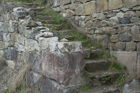 楼梯，水平，楼梯，旧，石楼梯，上升，升级，砂岩