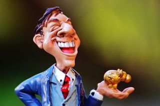 笑，男人，控股，金雕插图，商人，股票经纪人，金钱，利润