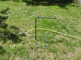 草、花园、洒水器、植物、土地、自然、绿色、白天