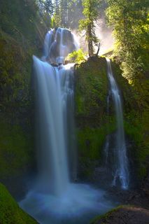 瀑布溪瀑布，美国，阳光，水，瀑布，瀑布，pnw，薄雾