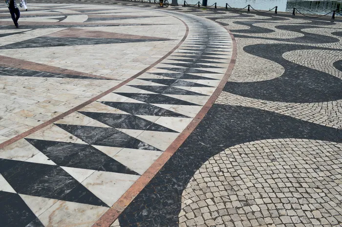 葡萄牙、里斯本、广场、瓷砖、动机、城市、马赛克、图案