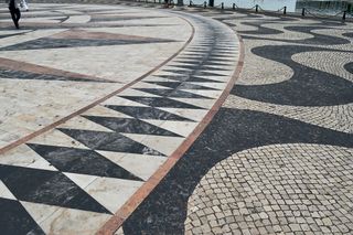 葡萄牙、里斯本、广场、瓷砖、动机、城市、马赛克、图案