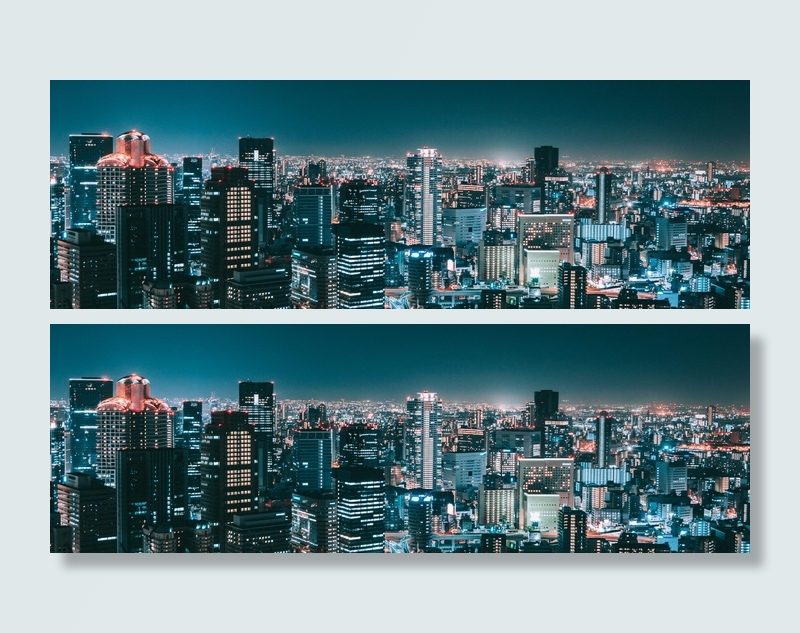 夜间城市建筑的航拍