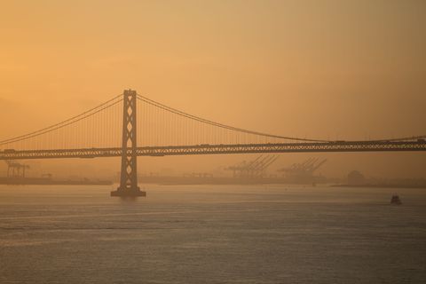 美国旧金山，旧金山-奥克兰海湾大桥，上午，颜色，海湾大桥，运输，加利福尼亚