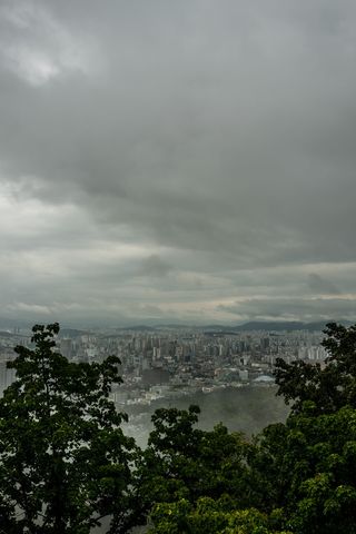 山，天气，大城市，韩国，自然，树，前景，地平线