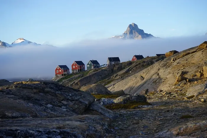 房屋，山，塔西拉克，格陵兰，东格陵兰，房屋，别墅，景观