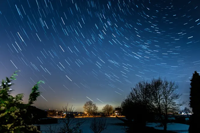 时间点照片，夜空，星星，星迹，长曝光，星星，夜晚，星空
