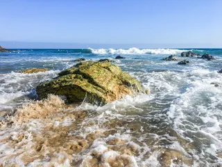 美国，纽波特海滩，水晶湾，海洋，自然，海滩，海浪，岩石
