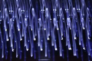 键盘、技术、灯光、光绘、紫色、蓝色、光纤、照明