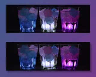 三、各色、led、灯、玻璃杯、冰块、照明、饮料