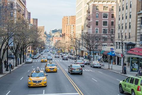 纽约，美国，出租车，交通，大道，城市，大，黄色