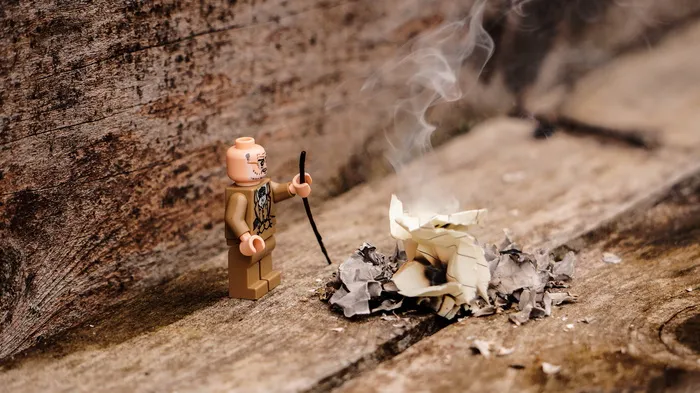 minecraft 玩具, 小, 雕像, 人, 地面, 火, 土壤, 烟雾