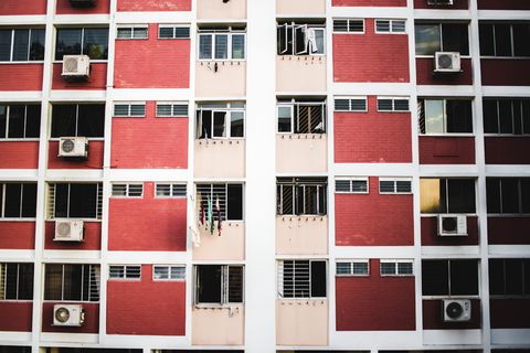 新加坡，砖块，公寓，建筑，城市，现代，窗户，色调