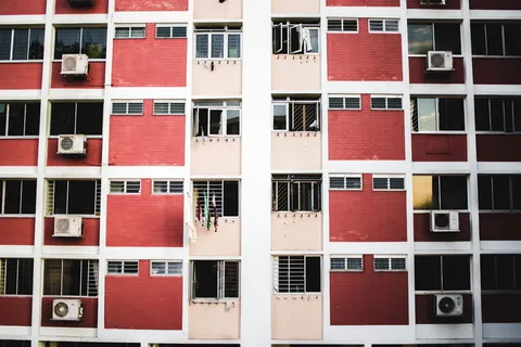 新加坡，砖块，公寓，建筑，城市，现代，窗户，色调