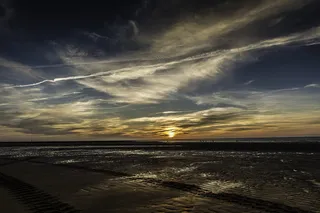 北海、日落、瓦茨、阿本斯廷姆格、北弗里斯兰、海滩、大自然、天空