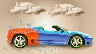 照片，蓝色，红色，敞篷车，跑车，汽车，云朵，法拉利