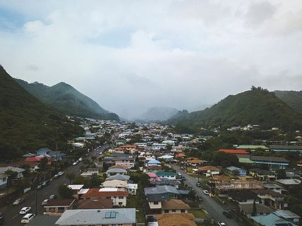 帕洛洛、风景、自然、夏威夷、檀香山、树木、房屋、社区