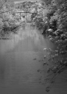 黑白，废弃的桥，桥，白，黑，废弃的，旧的，水