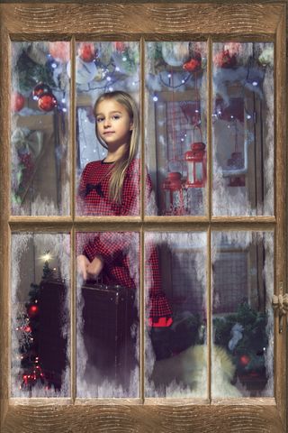 框架，窗户，肖像，窗格，小女孩，角色，女孩，男人