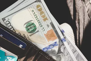 100美元，美元钞票，黑色，皮革钱包，美元，钞票，钱