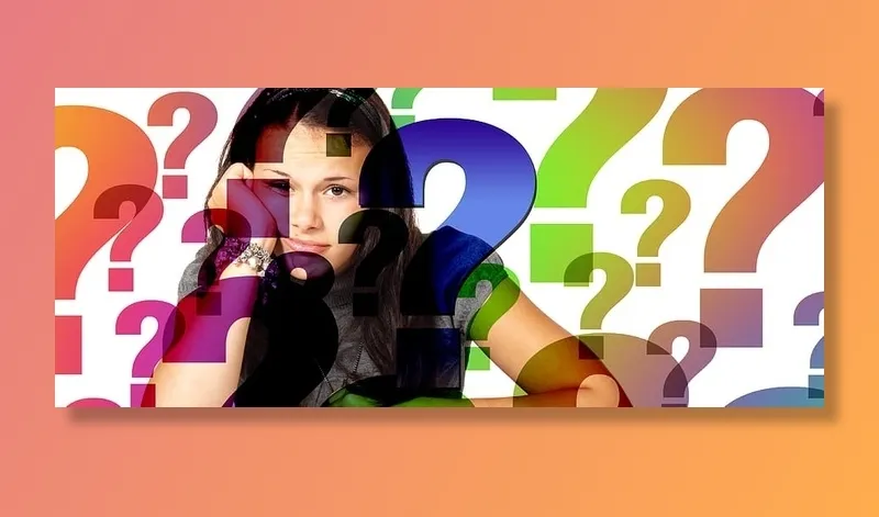 问号、问题、学生、女孩、皱眉、反应、搜索、思考