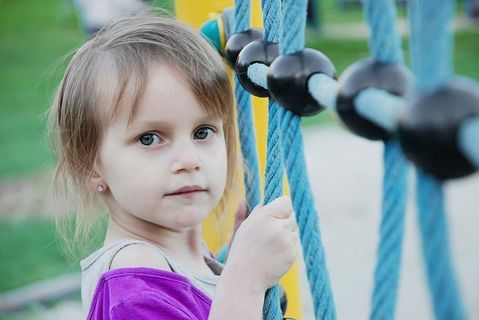 女孩，抱着，蓝色，绳子，婴儿，小，有趣，可爱