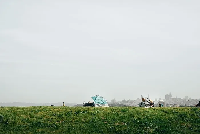 美国、旧金山、Crisy field、自行车、帐篷、露营、野餐、草地