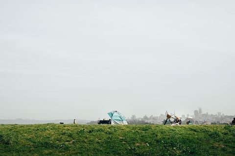 美国、旧金山、Crisy field、自行车、帐篷、露营、野餐、草地