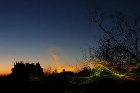 伦敦, 英国, northolt, 至日, 光, 暮光之城, 天空, 树