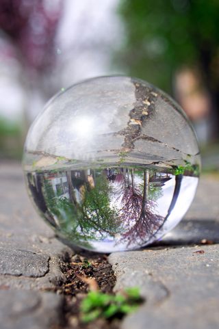 玻璃球，fotógömb，布达佩斯布达城堡，放大镜，春天，美丽，美丽