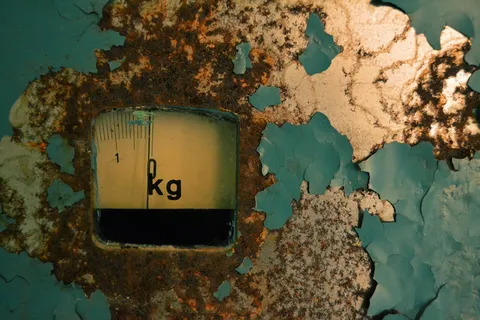 秤、旧、重量、油漆、剥落、剥落、变质、测量