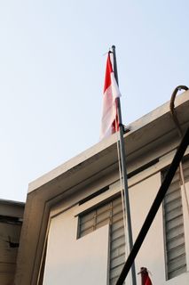 印尼，雅加达，综合体，建筑，复古，国旗，低角度视图，爱国主义