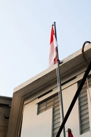 印尼，雅加达，综合体，建筑，复古，国旗，低角度视图，爱国主义