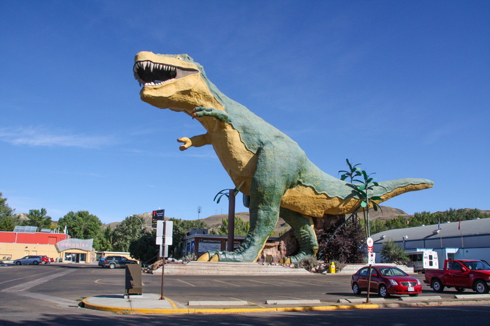 恐龙，Drumheller，加拿大，荒地，艾伯塔省，参观，步行，观景台