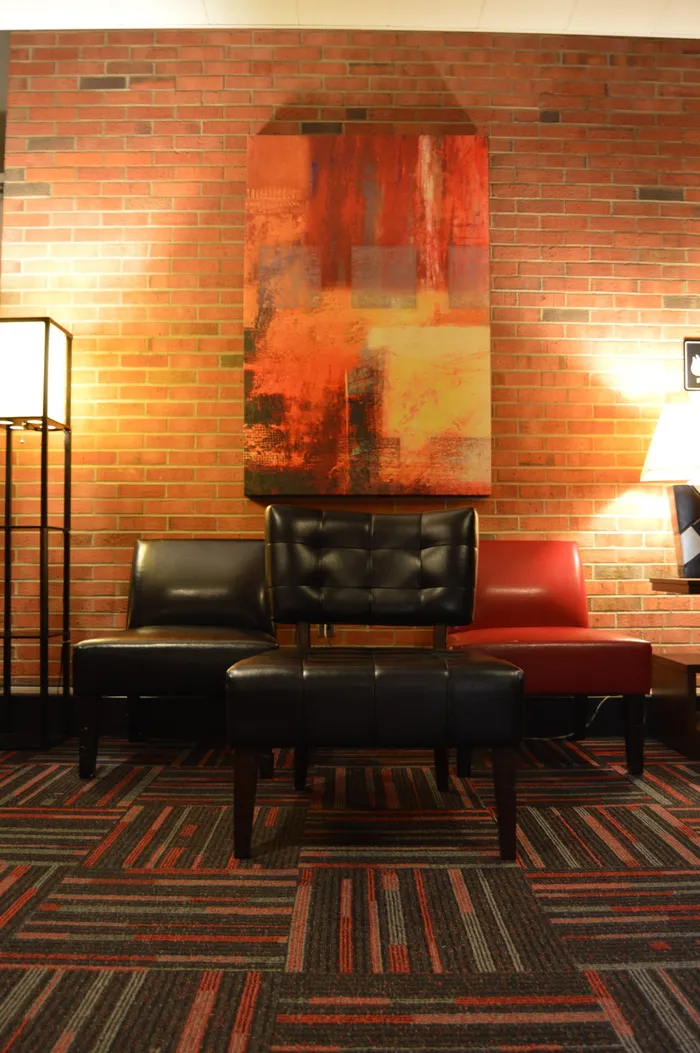 椅子，灯，艺术，室内，家具，墙壁，当代，皮革家具