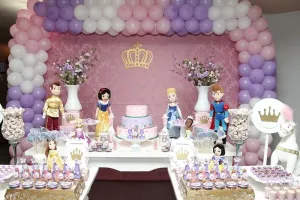 迪士尼公主、主题、派对、日子、公主、生日、孩子、女孩