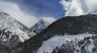 瑞士，saas费用，雪，树，山，冬天，云，瑞士