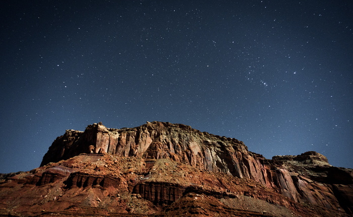棕色、山脉、星空、自然、风景、云、天空、夜晚