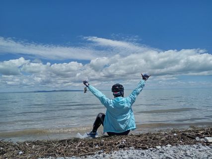 青海湖，黑马乡，西城，人们，快乐，欢乐，举手，休息