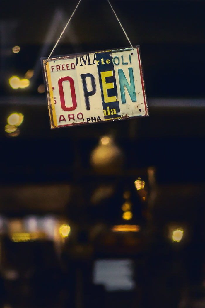 开放标识、黑暗、夜晚、灯光、bokeh、模糊、开放、设施