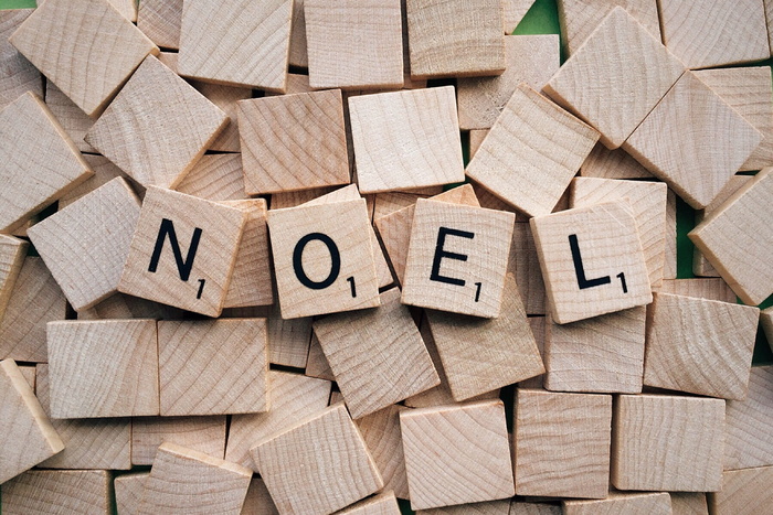棕色块拼图板 Noel 文本