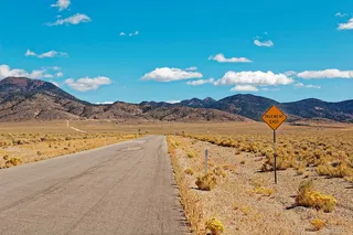 空，道路，旁边，橙色，道路标志，允许，内华达州，美国
