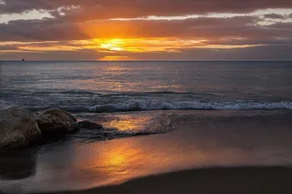 风景摄影，海浪，海岸，金色，小时，平静，海洋，海浪