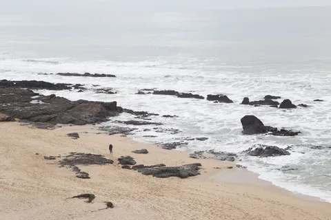 海岸, 海滩, 圣马特奥, 半月湾, 海, 土地, 水, 岩石