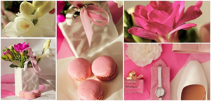 婚礼，杏仁饼，拼贴，婚礼拼贴，装饰，婚礼装饰，粉色，插花